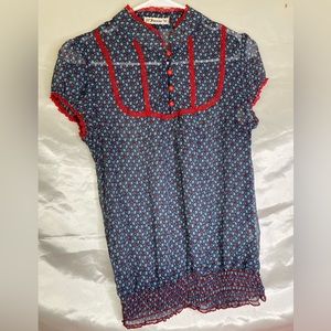 Cottage core sheer floral top